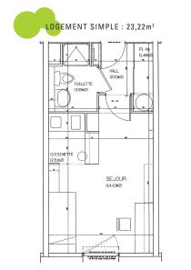 Plan logement simple - Résidence étudiante Le portail